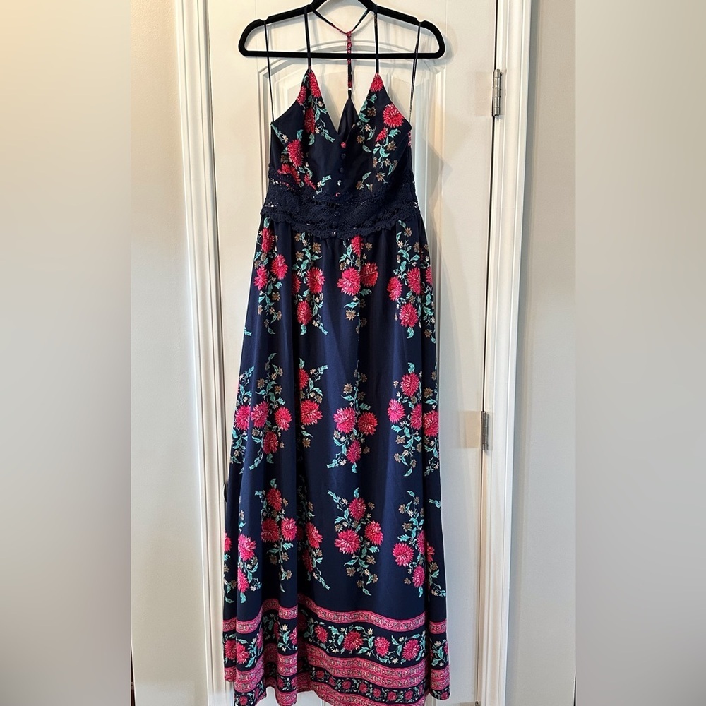 NWT! Pink Lily Boutique Blue Floral Maxi Dress Size Medium - Picture 2 of 12